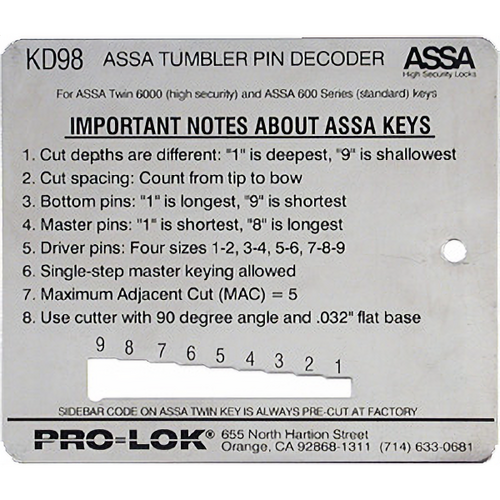 Pro-Lok KD98 Decoder ASSA
